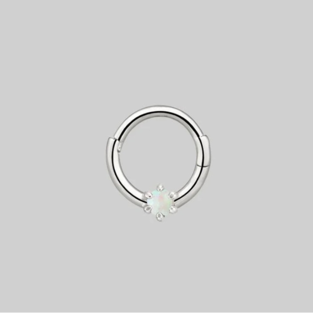 NEBULA Opal Silver Clicker Ring - Septum